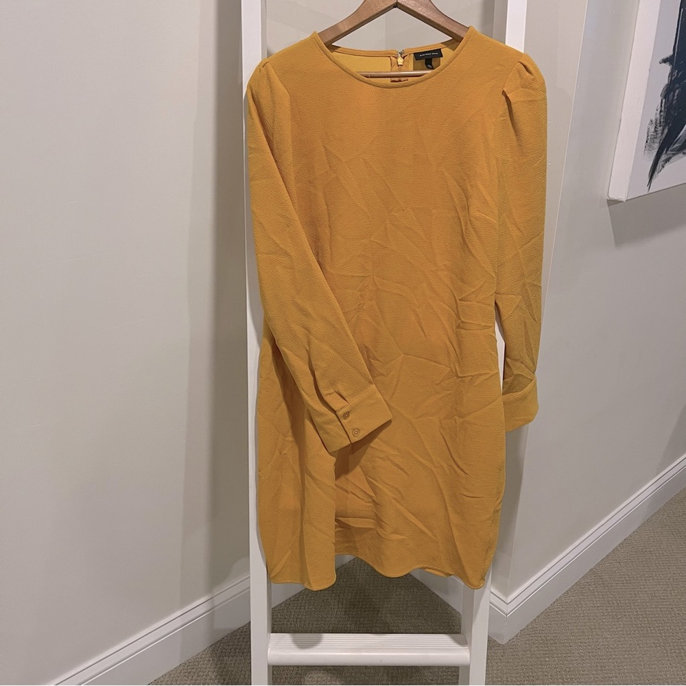 Mustard Yellow Long Sleeve Shift dress - holiday dresss!